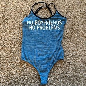 No Boyfriends No problems Blue Bodysuit